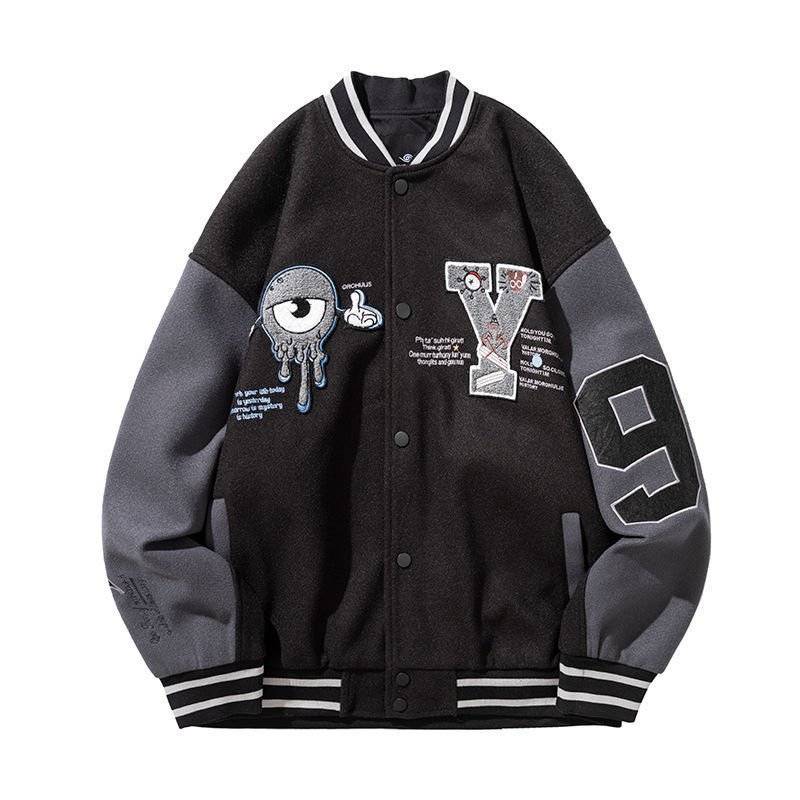 Custom Chenille Embroidery Patch Baseball Jacket Men Hip Hop Street Varsity Jackets Color Blocked Men's Letterman Jacket