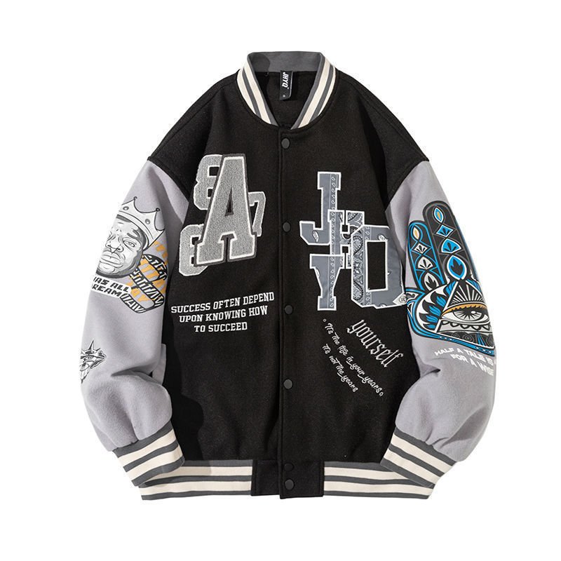 Custom Chenille Embroidery Patch Baseball Jacket Men Hip Hop Street Varsity Jackets Color Blocked Men's Letterman Jacket