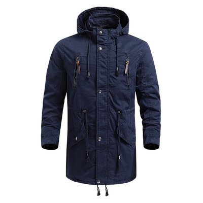 Daily Loose Thin Long Workwear Jacket Outdoor Sports Windbreaker Cotton Men's Coat