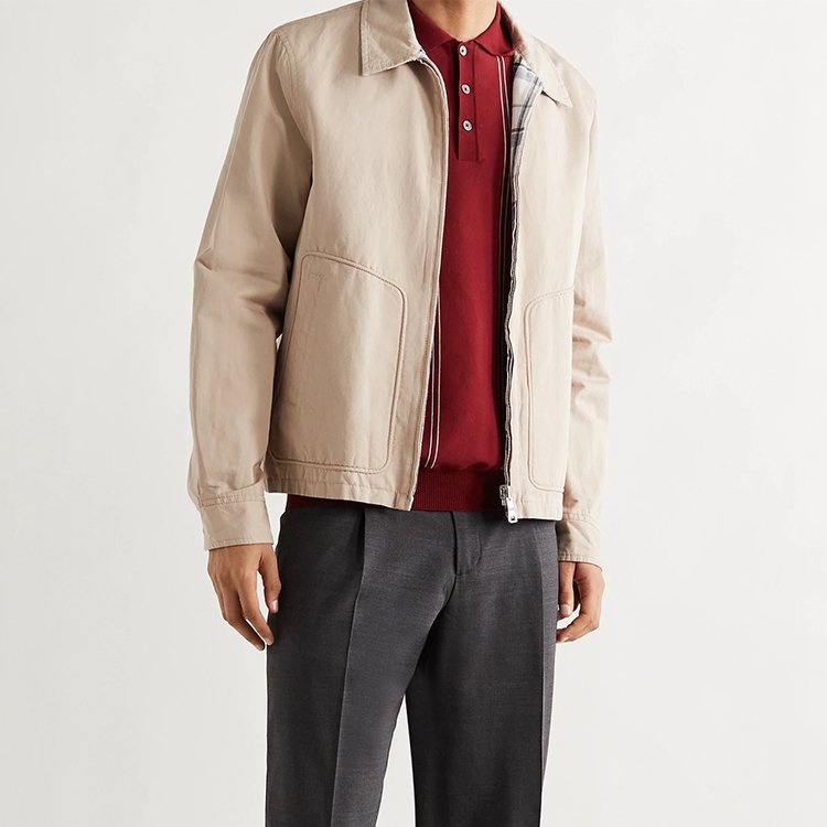 Customized Winter Casual Bomber Scooter Motorcycle Jacket Solid Color Plus Size Classic Windproof Golf Harrington Men's Jacket
