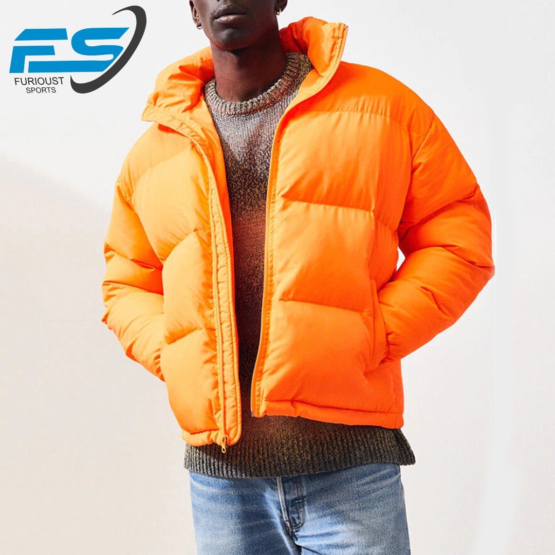 Men's Casual Puffer Jacket with Long Sleeves Body Fitted Latest Model Winter Zipper Closure Plain Dyed OEM Service Available