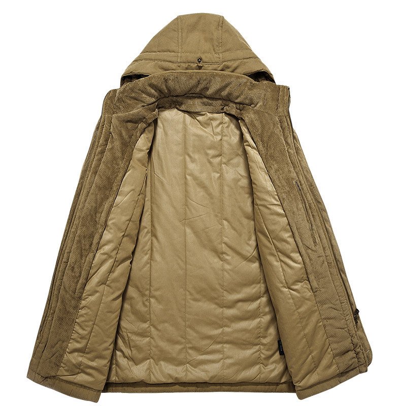 OEM Custom Design trendy men overcoat fleece hooded plus size men long coat slim sherpa detachable liner men's jacket