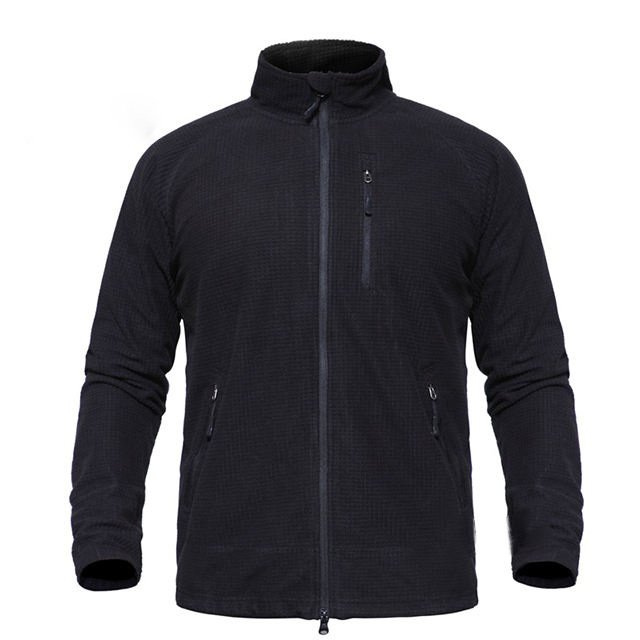 Wholesale hight quality custom waffle fabric soft winter full zip up fleece Jackets for men