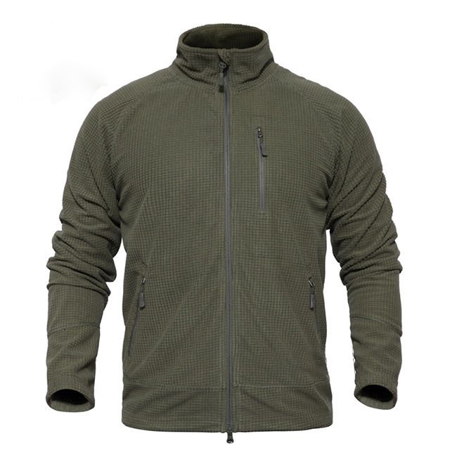 Wholesale hight quality custom waffle fabric soft winter full zip up fleece Jackets for men