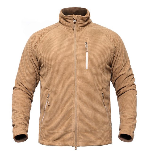 Wholesale hight quality custom waffle fabric soft winter full zip up fleece Jackets for men