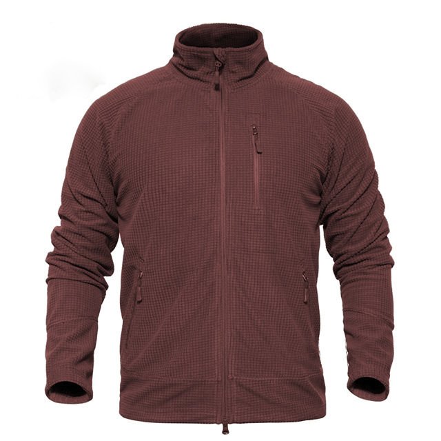 Wholesale hight quality custom waffle fabric soft winter full zip up fleece Jackets for men