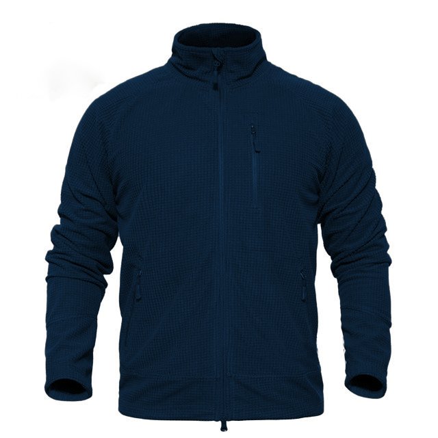 Wholesale hight quality custom waffle fabric soft winter full zip up fleece Jackets for men
