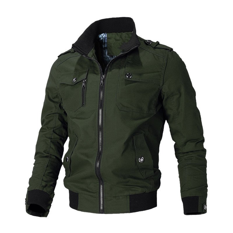Autumn Winter Men's Fashion Slim Windbreaker Jacket Coat High Quality Woven Fabric Stand Collar Zipper Closure Men's Jacket