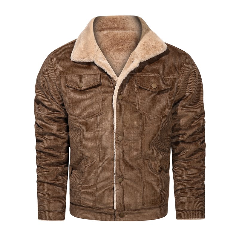 CARANFIER Men Jacket 100% Best Selling Men's Corduroy Casual Fleece Warm Outdoor Winter Quilted Coats Wholesale Free LOGO OEM