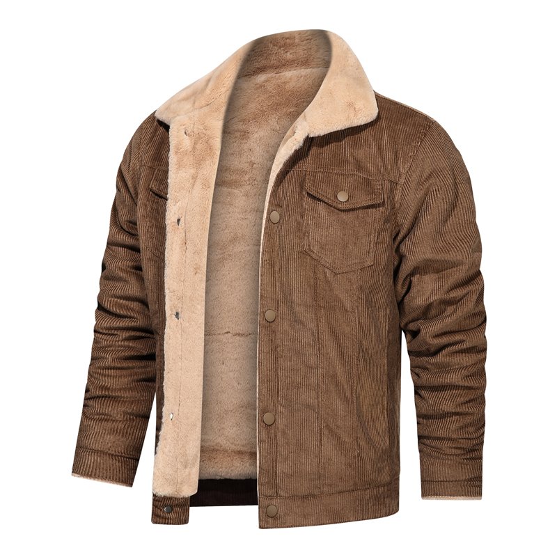 CARANFIER Men Jacket 100% Best Selling Men's Corduroy Casual Fleece Warm Outdoor Winter Quilted Coats Wholesale Free LOGO OEM