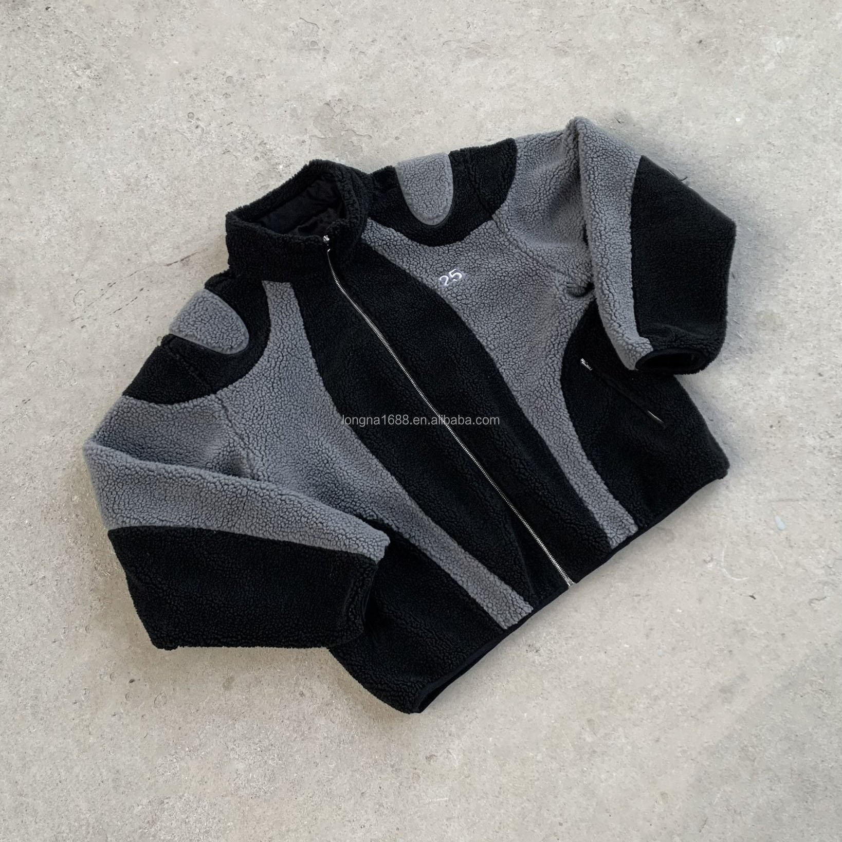 Wholesale High Quality Winter Zip men's jacket Two Colors Custom Oversized Men's Sherpa Fleece Jacket