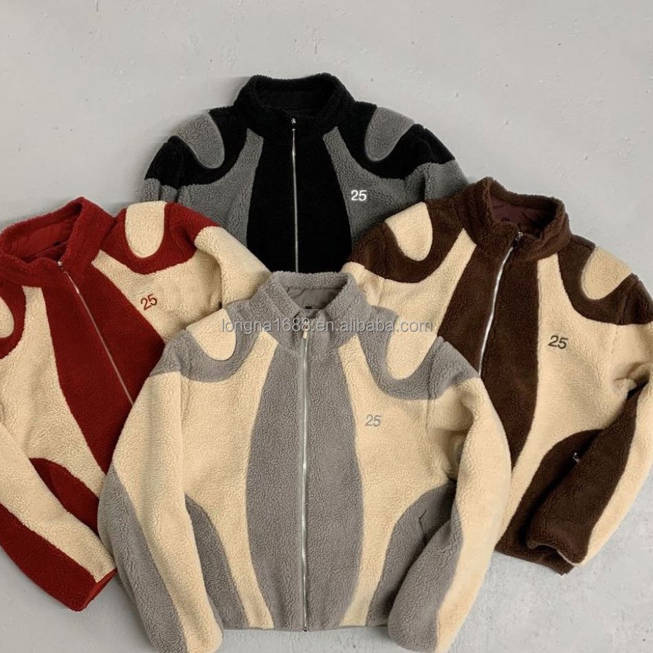 Wholesale High Quality Winter Zip men's jacket Two Colors Custom Oversized Men's Sherpa Fleece Jacket