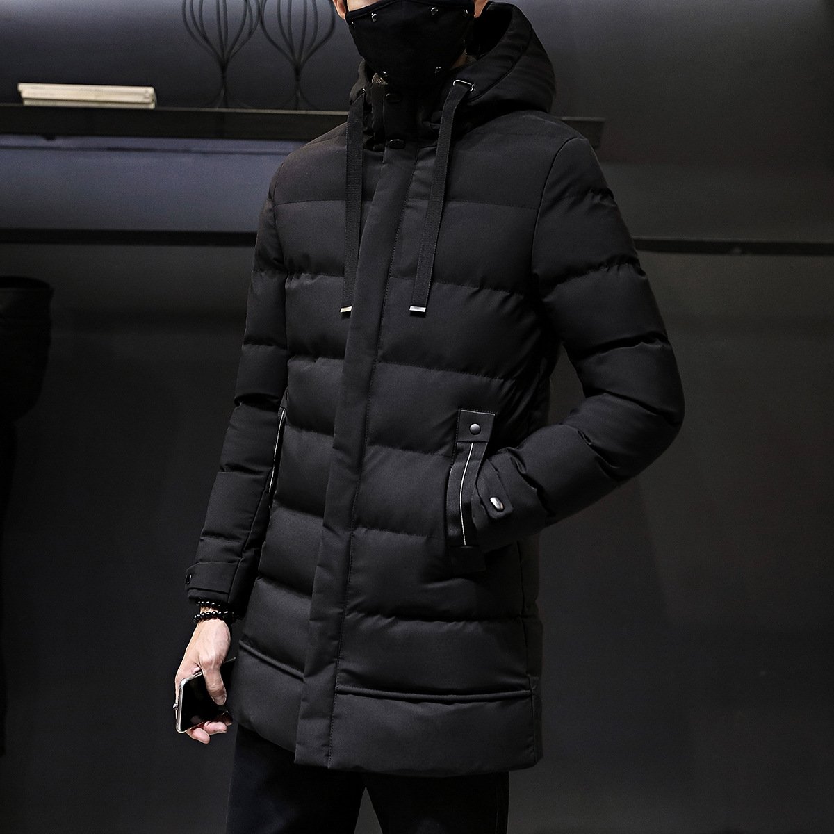 Liu Ming Fashion Wholesale 2024 Winter Casual Men Hooded Solid Slim Hooded Long Down Jacket Zipper Thick Warm Trench Coat