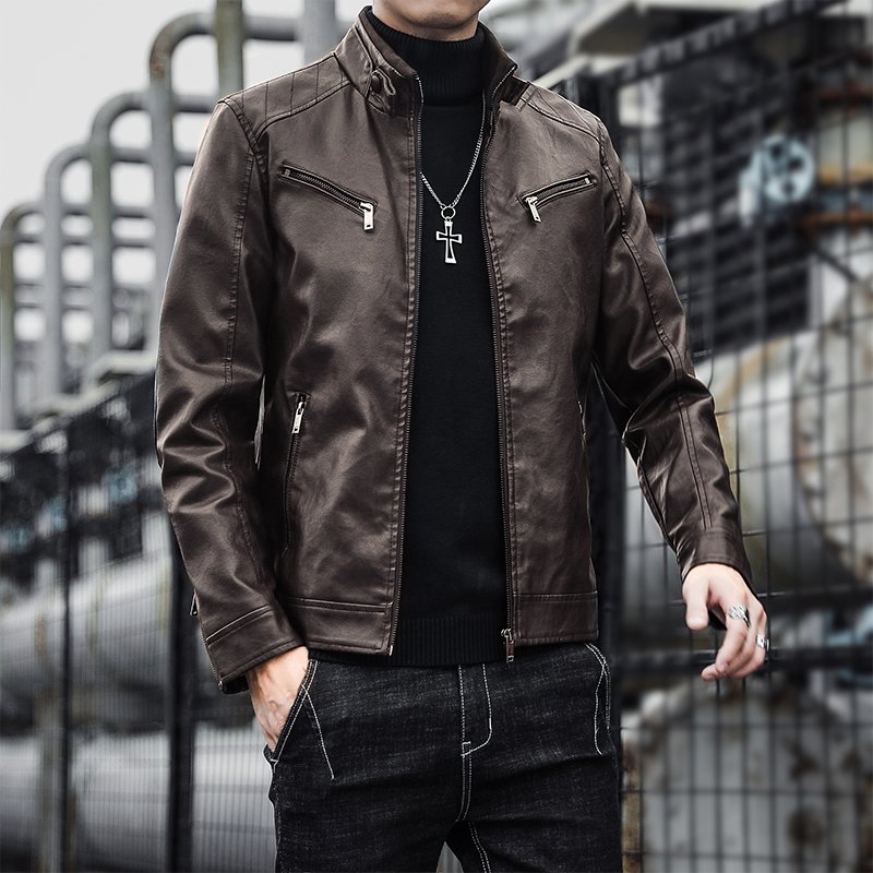 ANSZKTN New autumn/winter men's leather slimming trend leather jacket PU