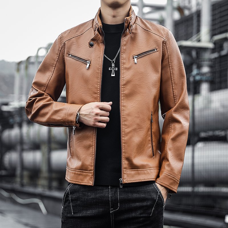 ANSZKTN New autumn/winter men's leather slimming trend leather jacket PU