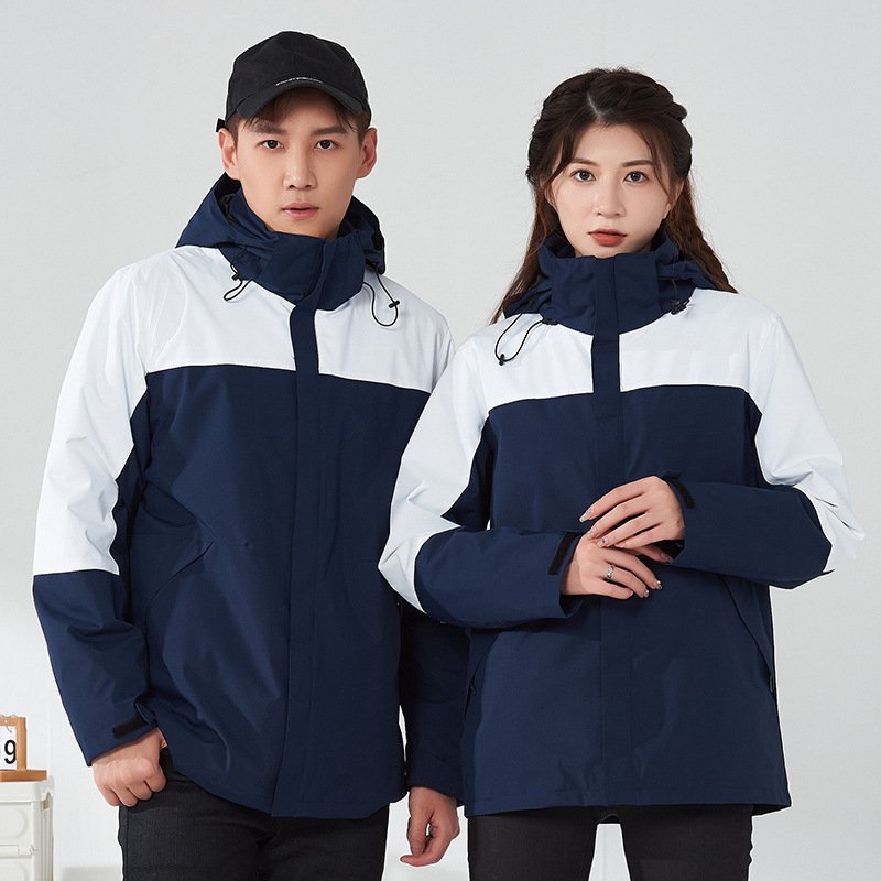2024 Winter Unisex 3-in-1 Windproof Waterproof Suit Outdoor Men Jackets Plus Size Zipper Closure Fleece Jacket