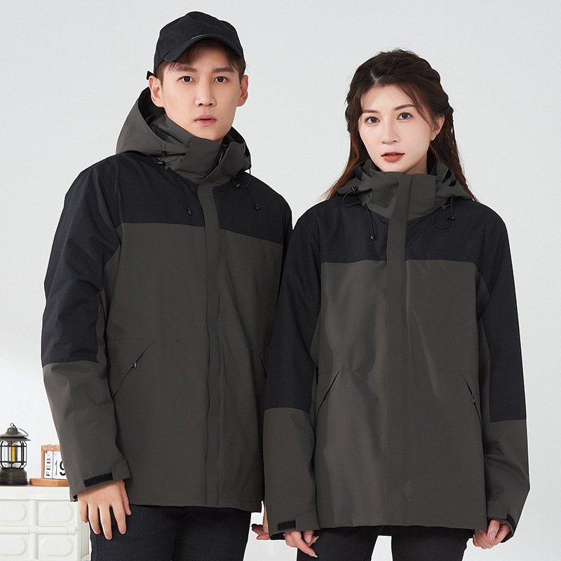 2024 Winter Unisex 3-in-1 Windproof Waterproof Suit Outdoor Men Jackets Plus Size Zipper Closure Fleece Jacket