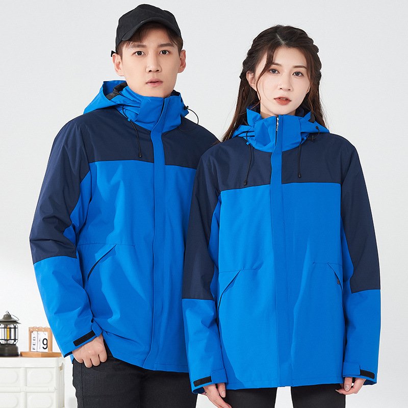 2024 Winter Unisex 3-in-1 Windproof Waterproof Suit Outdoor Men Jackets Plus Size Zipper Closure Fleece Jacket