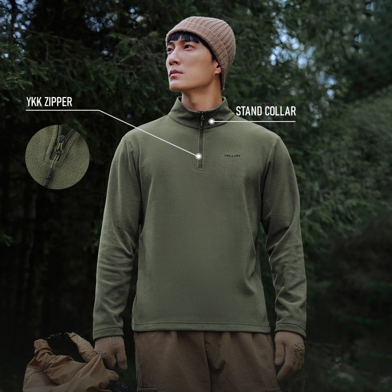 2024 New Arrival outdoor 1/3 zip pullovers men wear polar fleece jacket warm