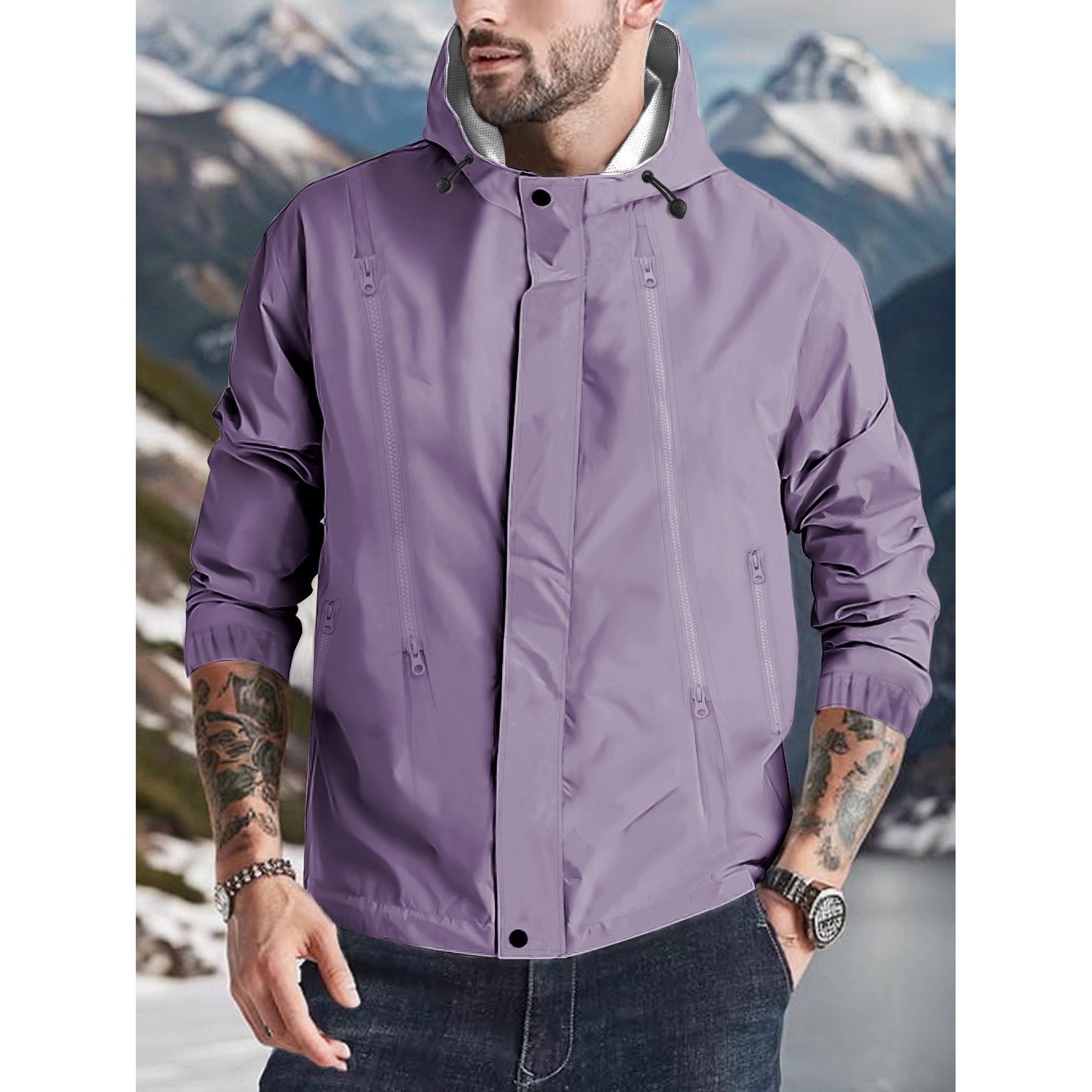 Rain Jackets Men's Lightweight Waterproof Rain Shell Jacket Raincoat with Hood for Golf Cycling Windbreaker men's jacket Hooded