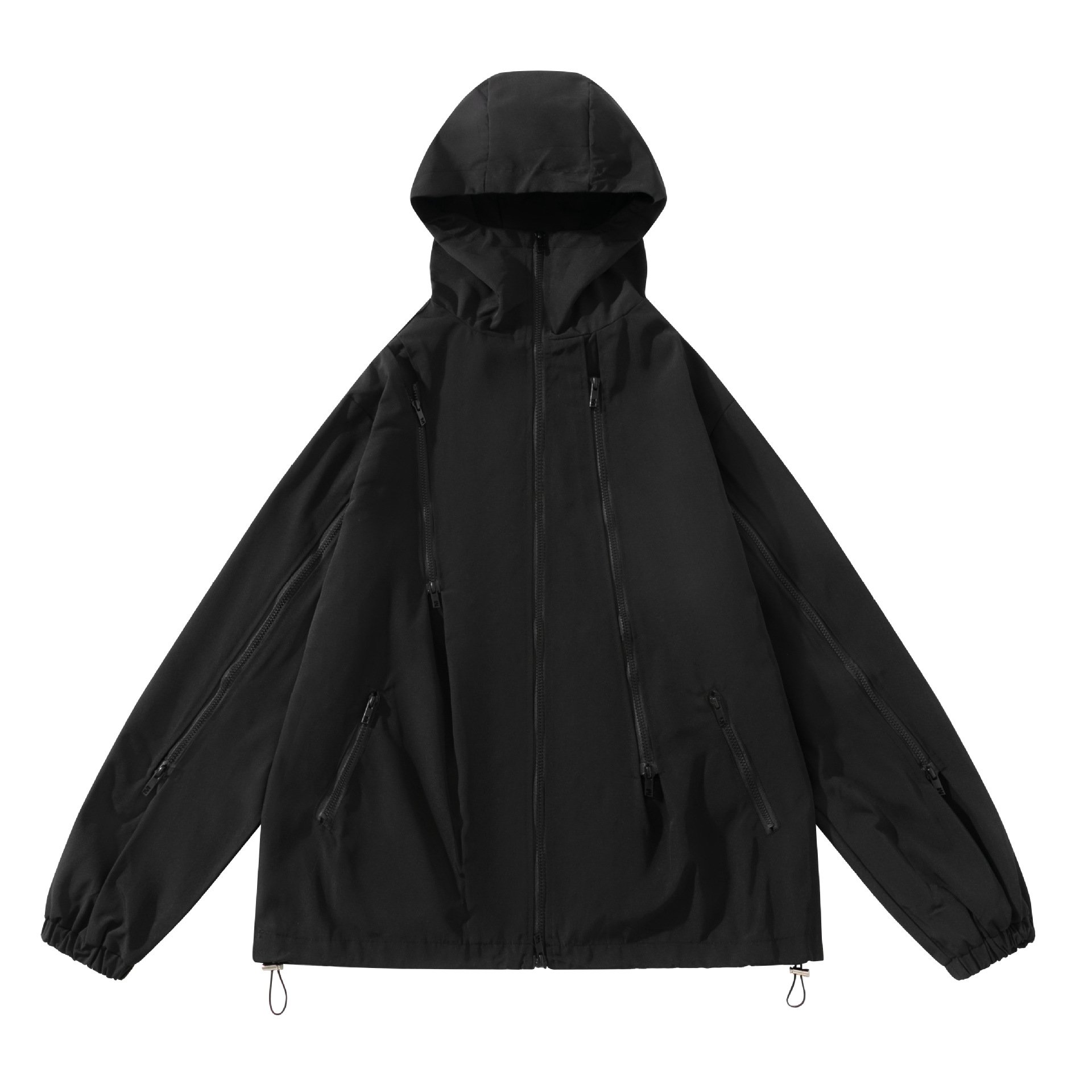 Personalized hardshell jacket spring new MEN'S outdoor camping function waterproof multi-zipper personality street jacket