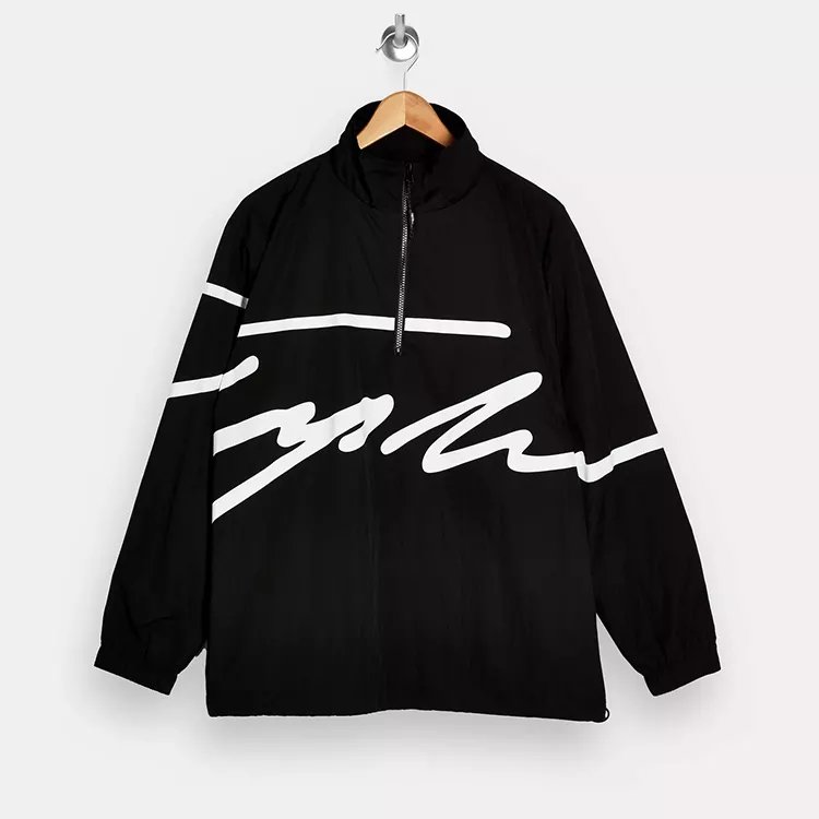 Tuhao OEM custom print drawstring Scratchy Letters Track Jacket Cool Streetwear Windbreaker Tracksuit Unisex Men