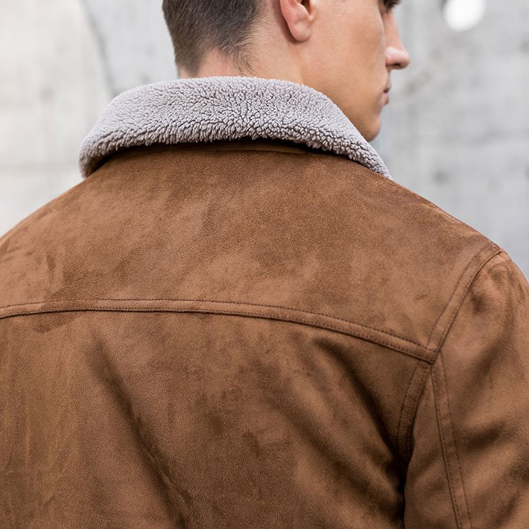 Retail wholesale new fashion men's slim fit jacket warm brown leather cotton padded male jacket
