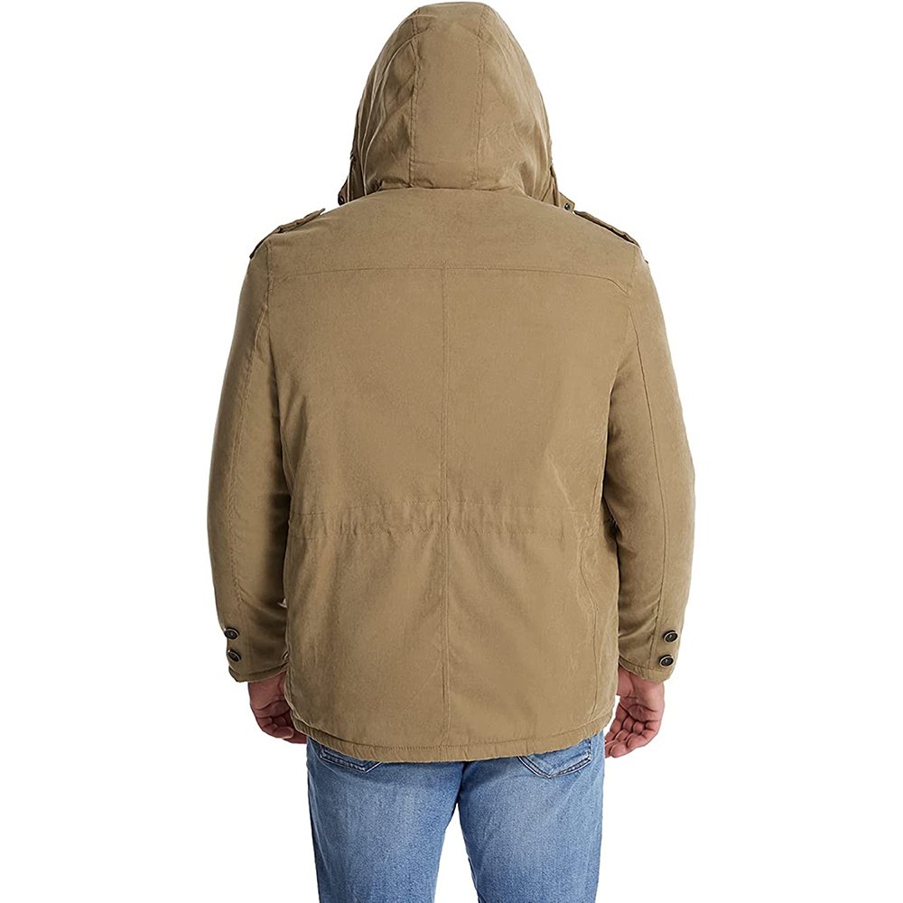FREE SAMPLE Men's Winter Hooded Jacket Windproof Lined Fleece Windbreaker Outdoor travel Warm Outerwear