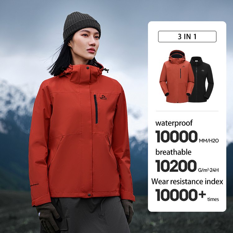 3 in 1 fleece liner breathable seamless stylish winter outdoor hiking waterproof jackets for women