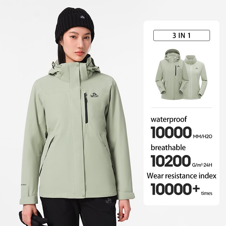 3 in 1 fleece liner breathable seamless stylish winter outdoor hiking waterproof jackets for women