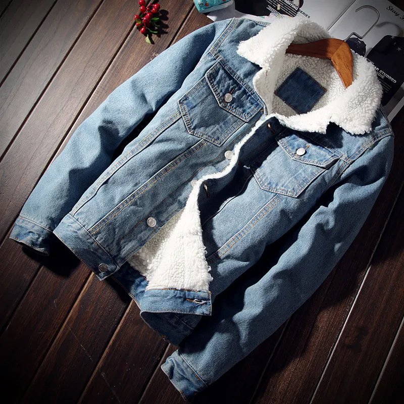 2023 Wholesale Custom Boy's Jackets In Blue Black Color Jean Fur Cotton Denim Jacket Streetwear For Man