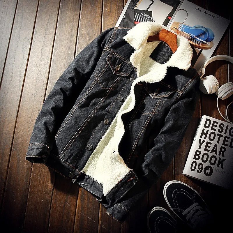 2023 Wholesale Custom Boy's Jackets In Blue Black Color Jean Fur Cotton Denim Jacket Streetwear For Man