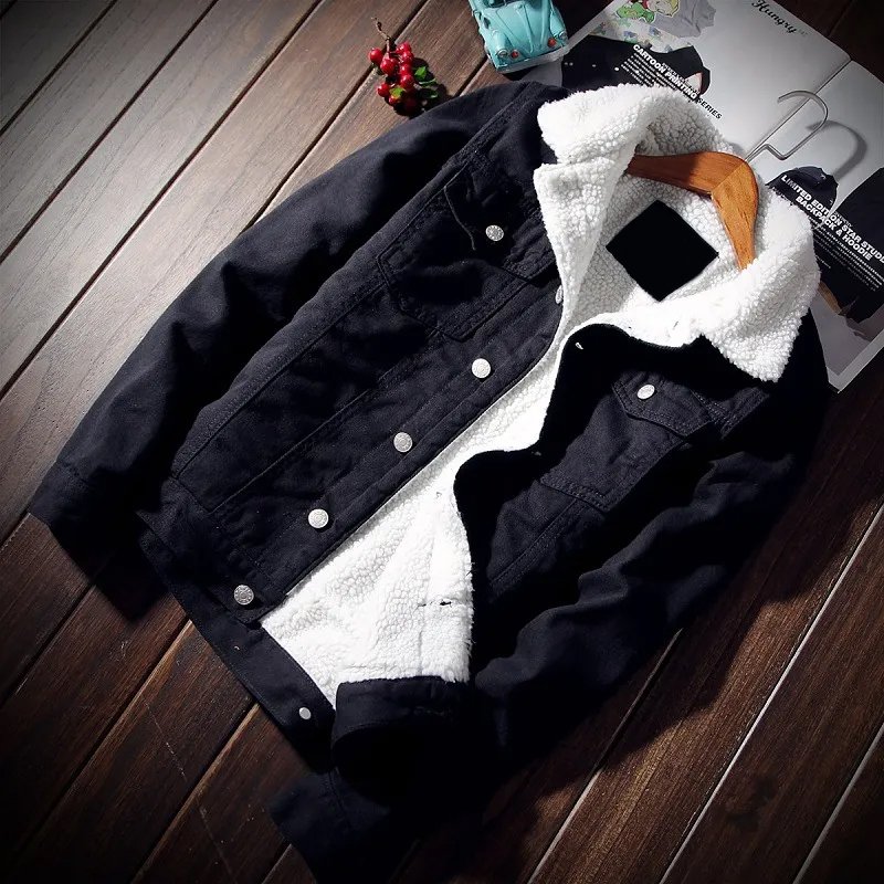 2023 Wholesale Custom Boy's Jackets In Blue Black Color Jean Fur Cotton Denim Jacket Streetwear For Man