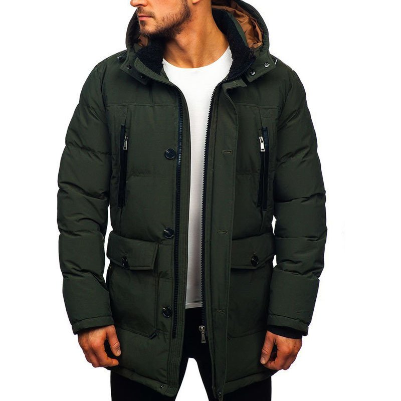 YiXin Men Jackets And Coats 2022 Thick Warm Plain Color Hooded Bubble Coat Men Winter Coats For Men