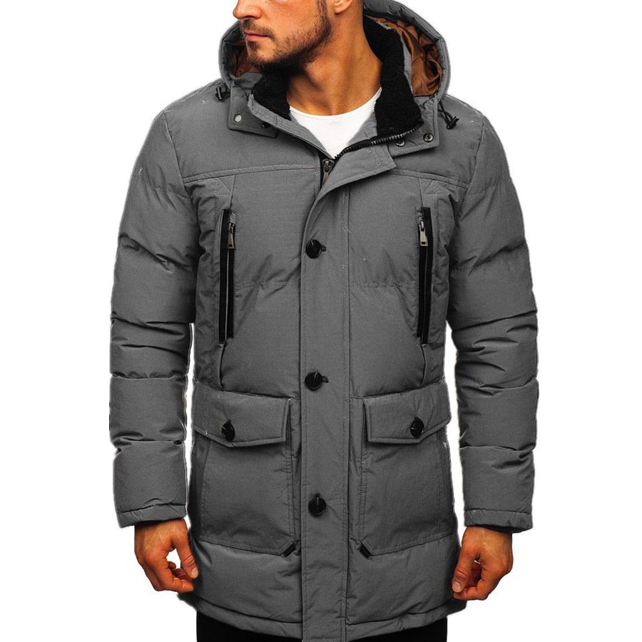 YiXin Men Jackets And Coats 2022 Thick Warm Plain Color Hooded Bubble Coat Men Winter Coats For Men