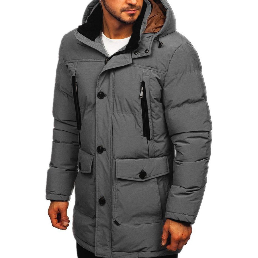 YiXin Men Jackets And Coats 2022 Thick Warm Plain Color Hooded Bubble Coat Men Winter Coats For Men