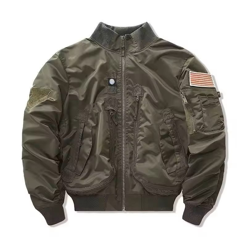 OEM Camouflage Pattern Multi Color Warm Bomber Men's Jacket Full Zip Long Sleeve Coat Stand Waterproof Jacket OEM Service Woven