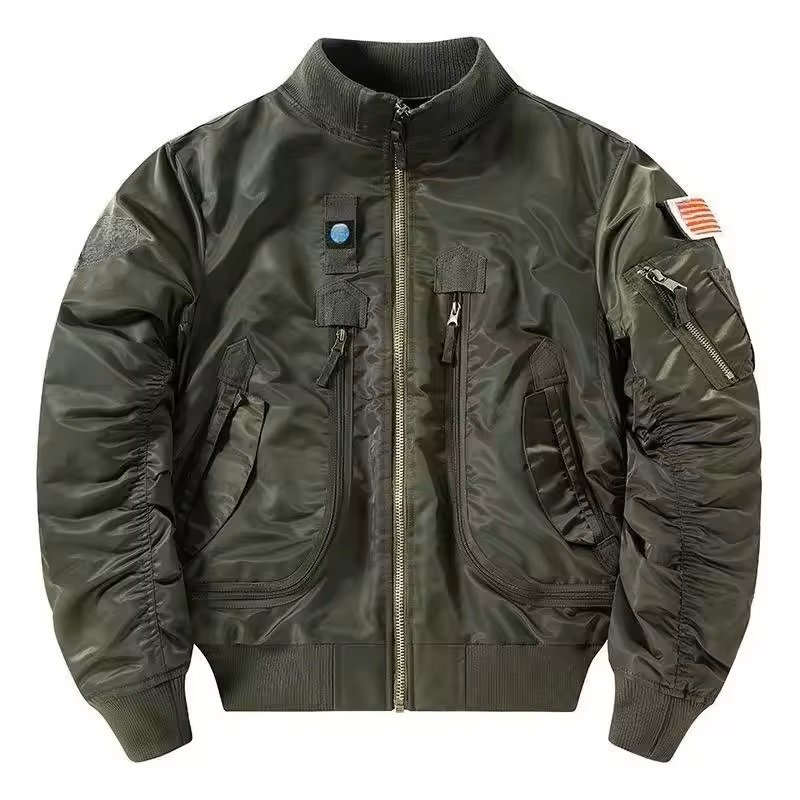 OEM Camouflage Pattern Multi Color Warm Bomber Men's Jacket Full Zip Long Sleeve Coat Stand Waterproof Jacket OEM Service Woven