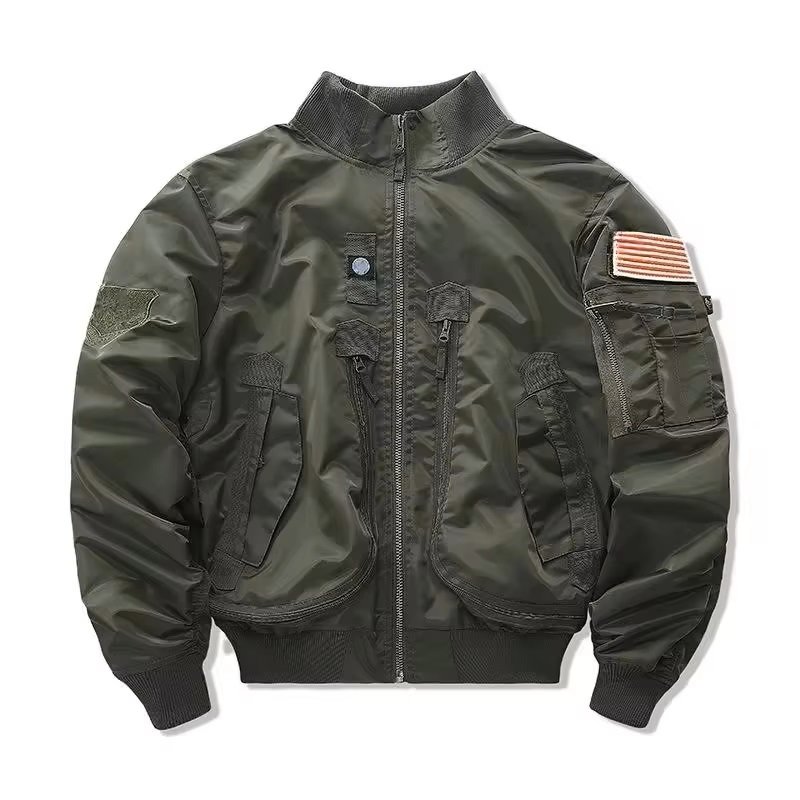 OEM Camouflage Pattern Multi Color Warm Bomber Men's Jacket Full Zip Long Sleeve Coat Stand Waterproof Jacket OEM Service Woven