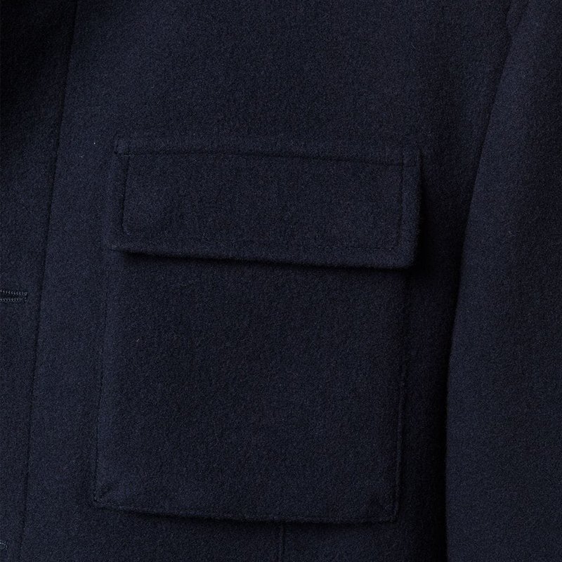 Custom Logo Single-breasted Flip Pocket Jacket Wool Blend Cardigan Men's Long Sleeve Wool / Polyester Shell Men's Jeans Printed