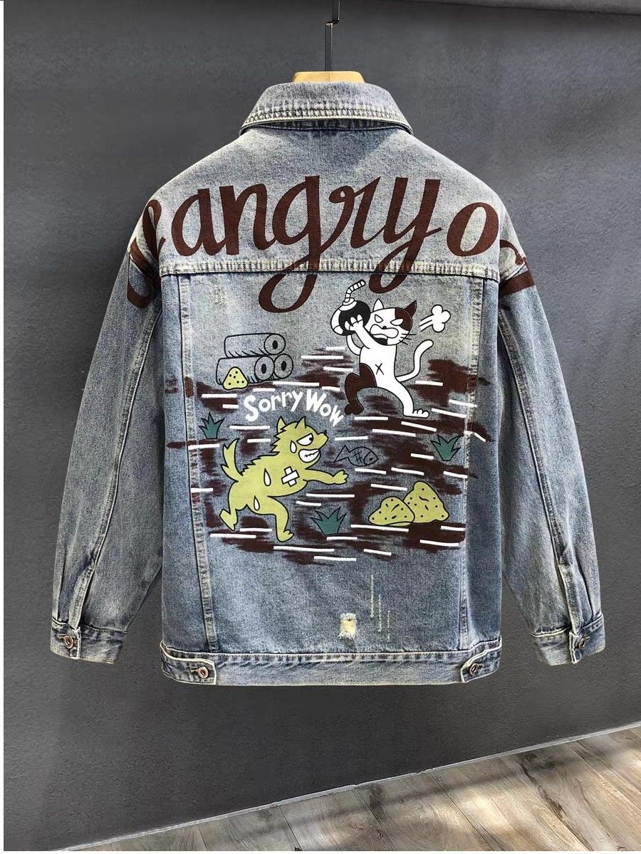 Jacket Denim Man Wholesale Custom Men Outdoor Wear Ripped Denim Jacket Plus Size Men's Jackets