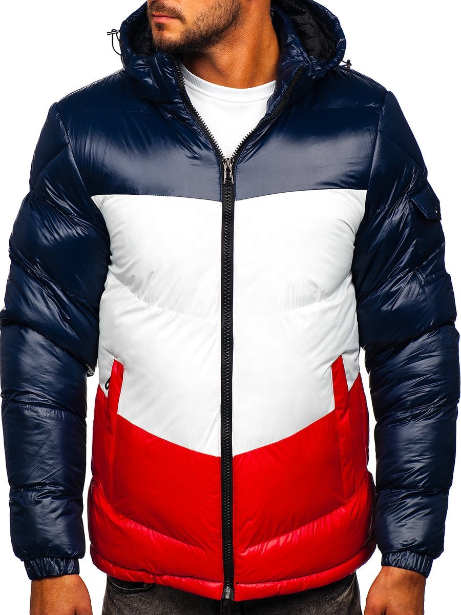 Men's Jackets Winter Fashion Outdoor Sports Warm Soft Hooded Colorblock Quilted Puffer Jackets