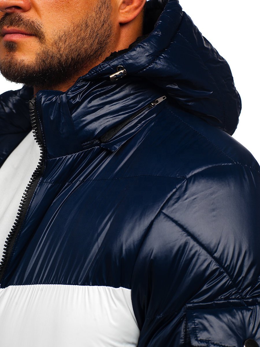Men's Jackets Winter Fashion Outdoor Sports Warm Soft Hooded Colorblock Quilted Puffer Jackets