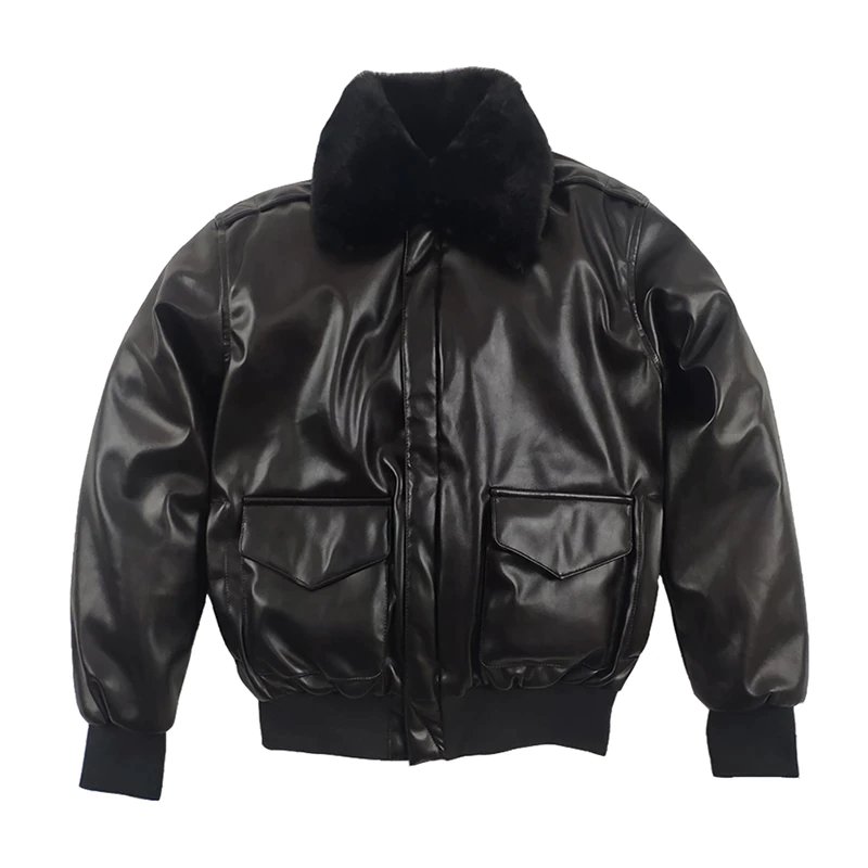 Men's Winter Retro Leather Jacket Outwear Bomber Jacket Wind breaker Casual Motorcycle Leather Jackets Male Fur Collar