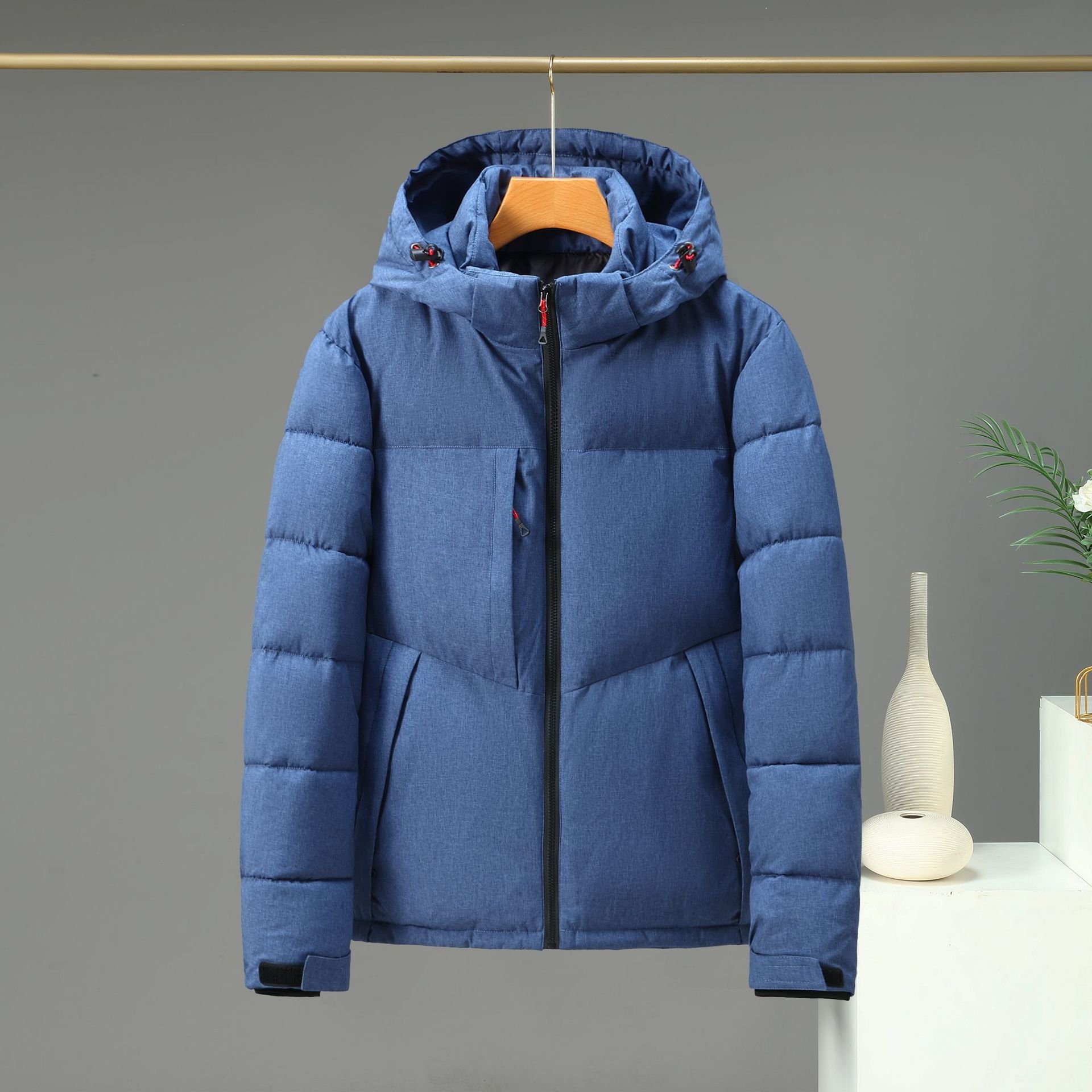 2024 New European Style Men's Winter Puffer Jacket Waterproof Warm Outdoor Thickened Wool Stand Collar Hood Canvas Quilted Long