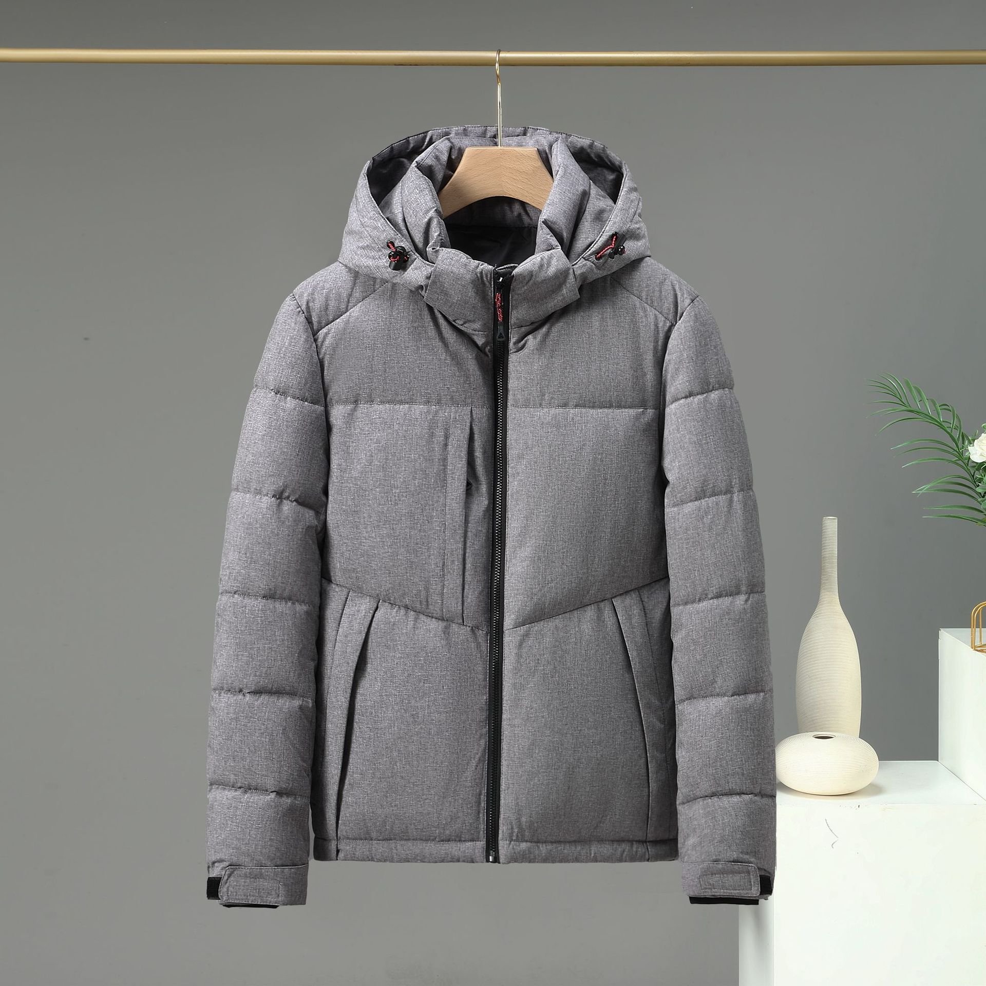 2024 New European Style Men's Winter Puffer Jacket Waterproof Warm Outdoor Thickened Wool Stand Collar Hood Canvas Quilted Long