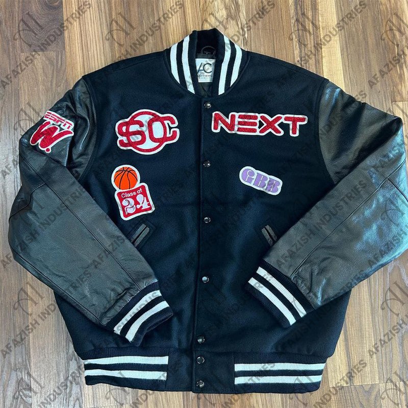 Custom Embroidery Chenille Patches Varsity Bomber Letterman College Plus Size baseball varsity Jackets leather sleeves