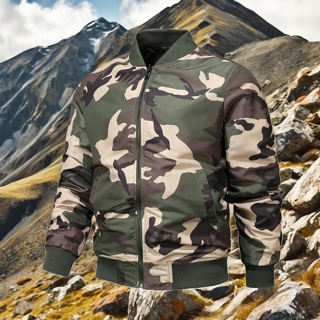 Men's Nylon Reversible Windbreaker Jacket Hooded Camo Printed Windproof Autumn Bomber Jacket For Men Durable Outdoor Wear