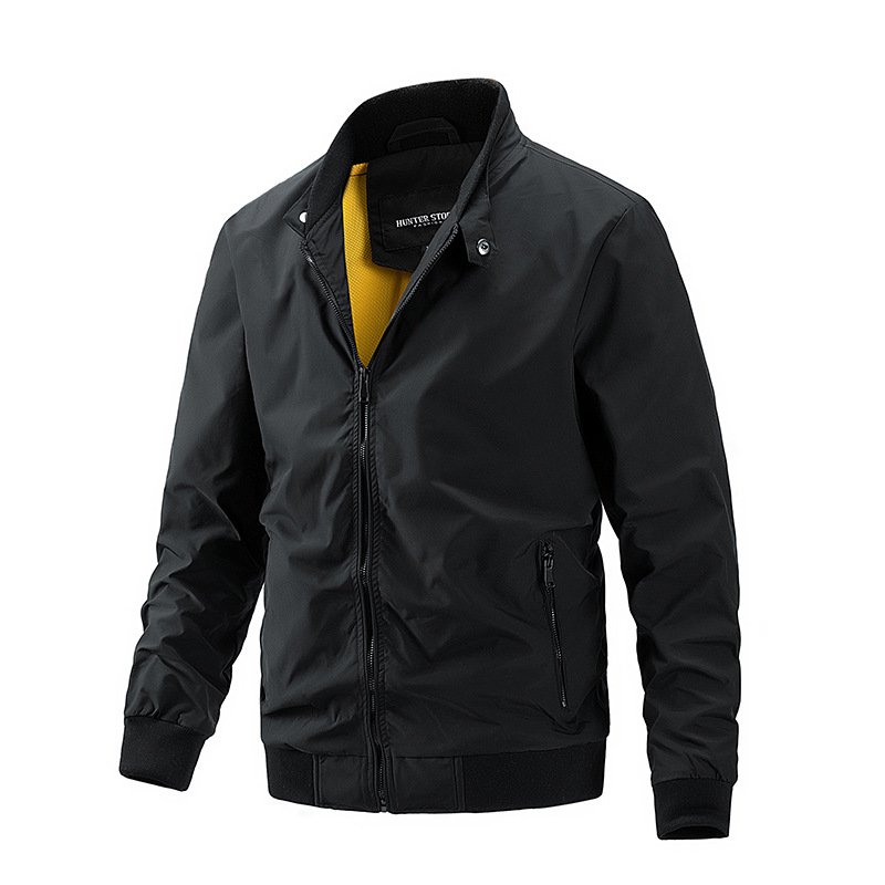 Customized spring casual thin baseball jacket fashionable hooded workwear jacket, zipper stand up collar flight jacket