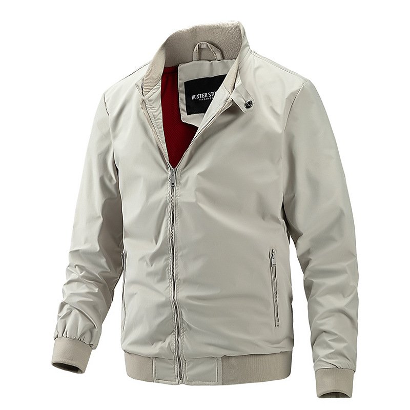 Customized spring casual thin baseball jacket fashionable hooded workwear jacket, zipper stand up collar flight jacket
